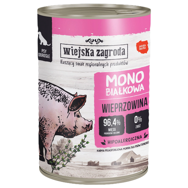 WIEJSKA ZAGRODA GACZOO MONO karma mokra dla psa mix smaków 20 x 400g