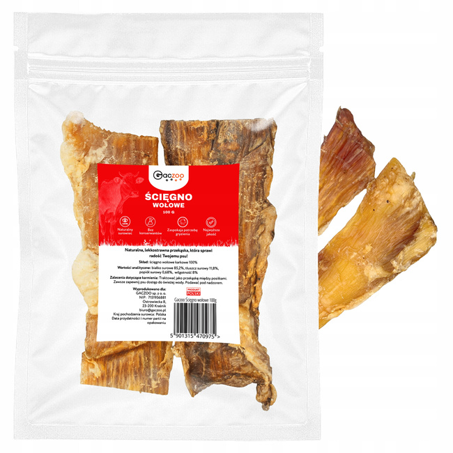 Przysmak dla psa Ścięgno Wołowe karkowe 100g GACZOO naturalny gryzak