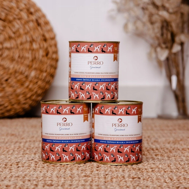 Perro Gourmet Monobiałkowa Karma Mokra dla psa Dzik z Pasternakiem 800g