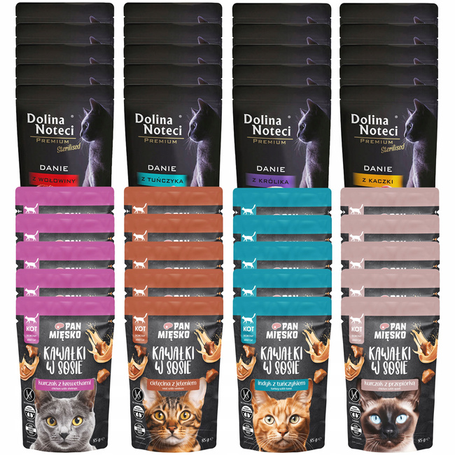 PAN MIĘSKO DOLINA NOTECI Mokra karma dla kota Mix Smaków 40 x 85g bez zbóż
