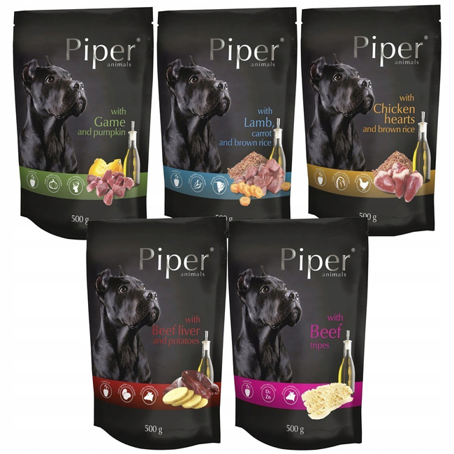 PIPER Karma mokra dla psa Dolina Noteci mix smaków 5 x 500g bez zbóż