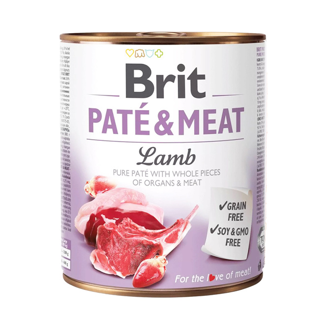 BRIT PATE & MEAT Karma mokra dla psa Jagnięcina 800g Bezzbożowa