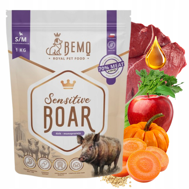 BEMO SENSITIVE Boar Karma sucha dla psa małe i średnie rasy S/M 1 kg