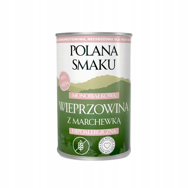 Mokra karma monobiałkowa dla psa Polana Smaku Wieprzowina marchew 400g