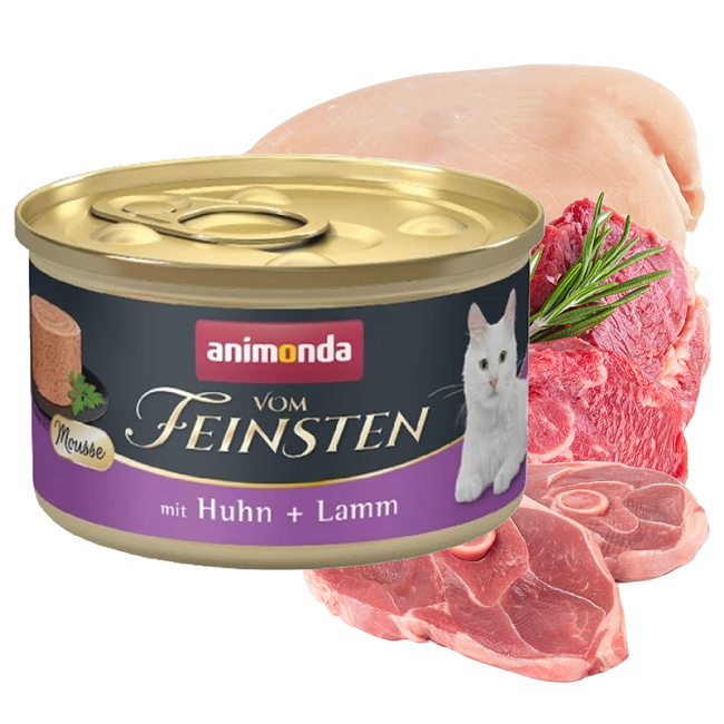 Animonda Vom Feinsten Mousse mokra karma dla kota 12 x 85g kurczak jagnięcina