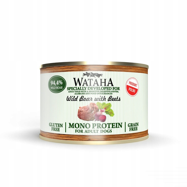 WATAHA Mono Protein Adult karma mokra dla psa Dzik z Burakami 12 x 185g