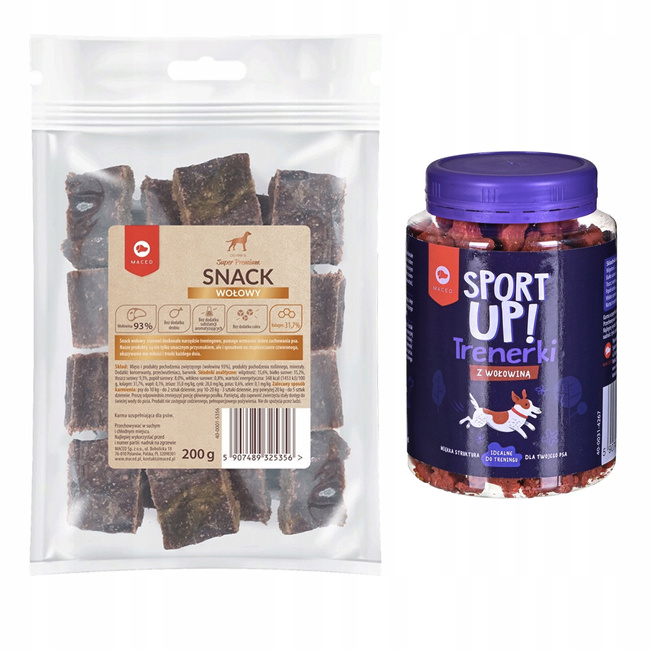MACED Zestaw przysmaków dla psa Treserki wołowe 300g + Snack wołowy 200g