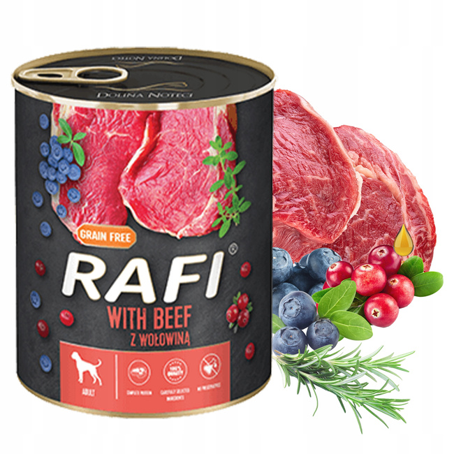 DOLINA NOTECI RAFI Karma mokra dla psa mix smaków 24 x 800g Bezzbożowa