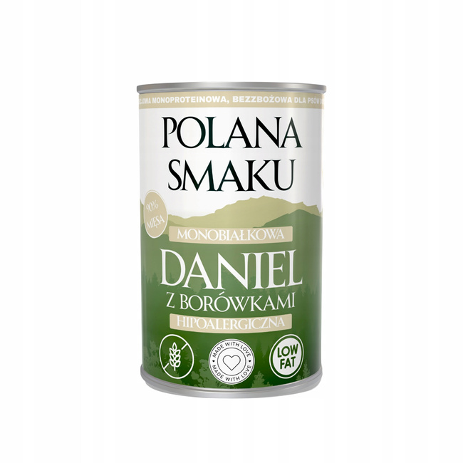 Mokra karma monobiałkowa dla psa Polana Smaku Daniel z borówkami 400g