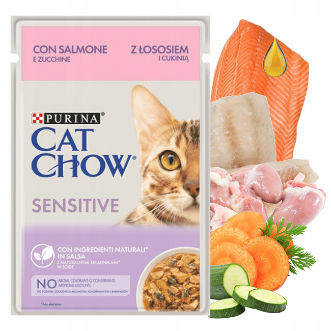 Purina Cat Chow Sensitive mokra karma dla kota w sosie Łosoś z Cukinią 85g