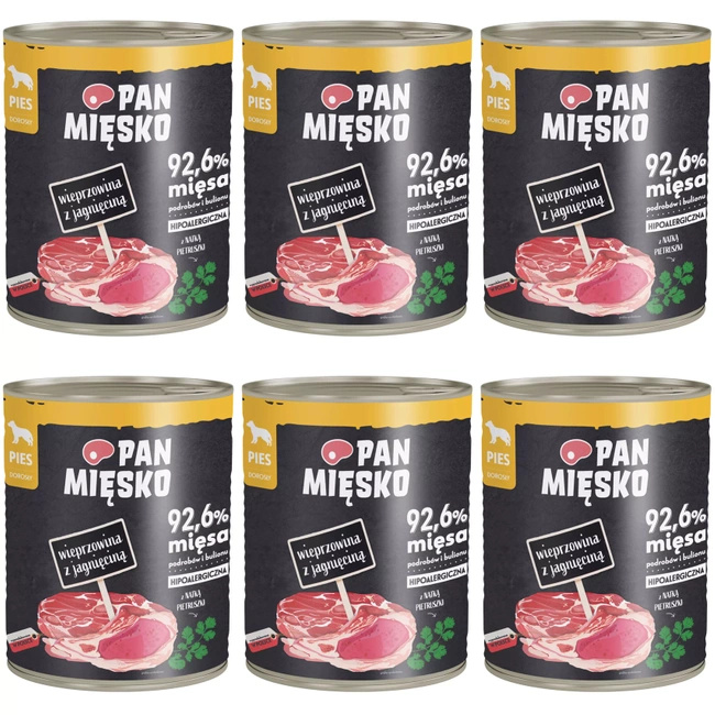 Pan Mięsko mokra karma dla psa Wieprzowina Jagnięcina 6 x 800g 