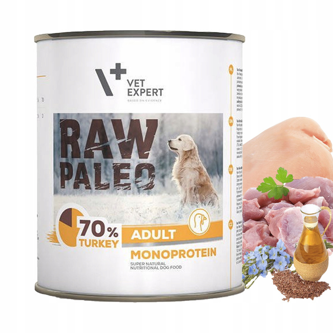 RAW PALEO Monoprotein Indyk karma dla psa mokra 800g bezzbożowa