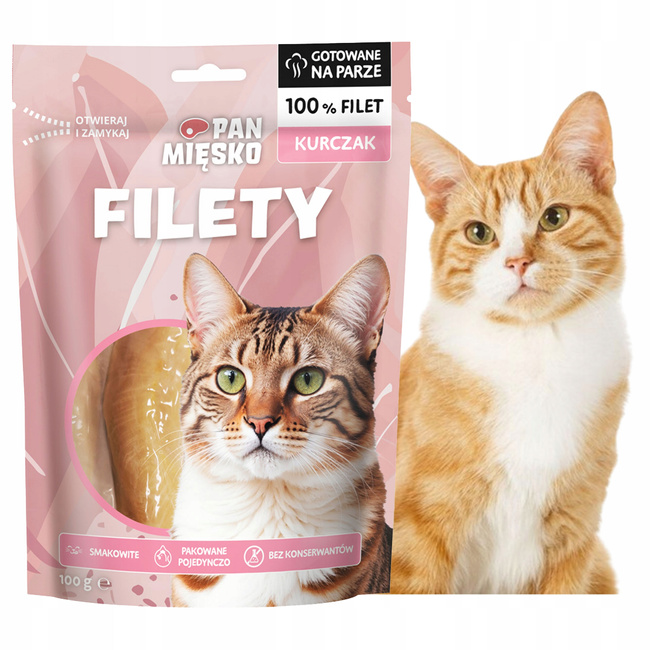 Pan Mięsko Filety Naturalny Smakołyk przysmak dla kota Mix smaków 3 x 100g