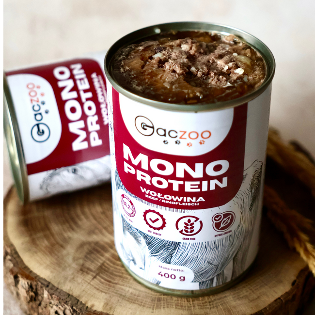 Mokra karma monobiałkowa dla psa Gaczoo MONO PROTEIN Wołowina 12 x 400g