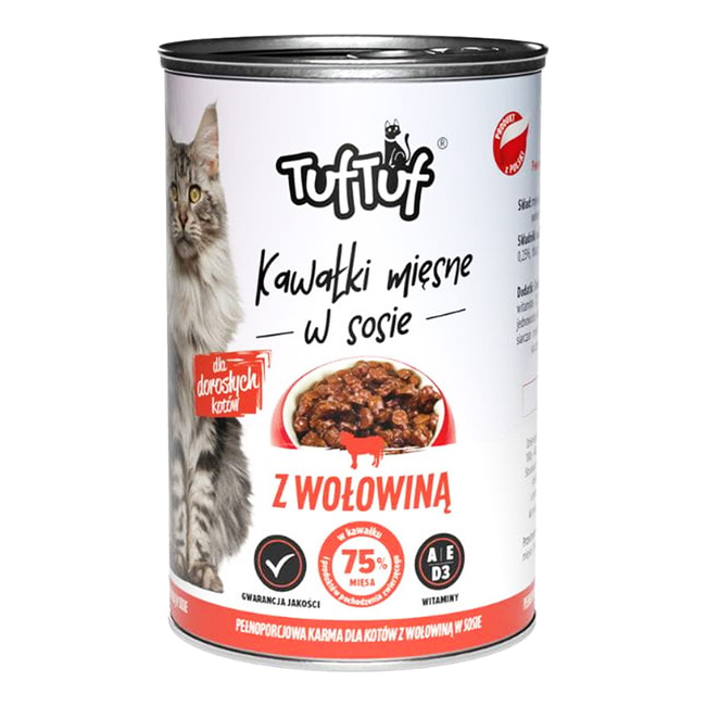 TUF TUF Karma mokra dla kota KAWAŁKI W SOSIE Wołowina 415g