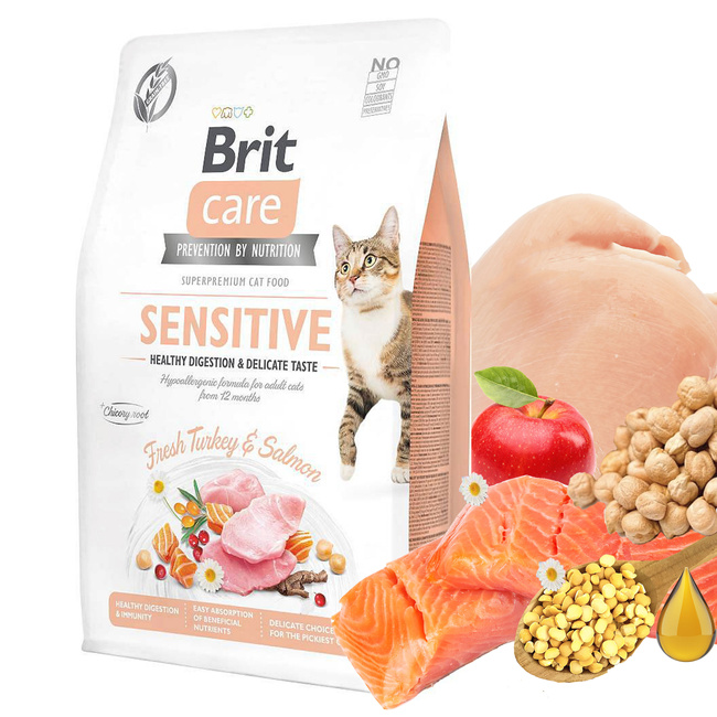 Brit Care Cat Sensitive 2 kg Turkey Salmon sucha karma dla kota