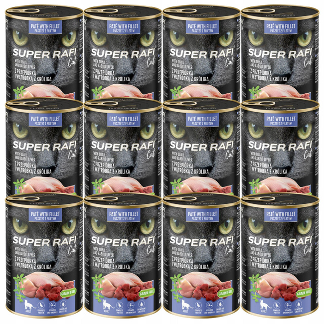SUPER RAFI Cat karma mokra dla kota Przepiórka 12 x 400g