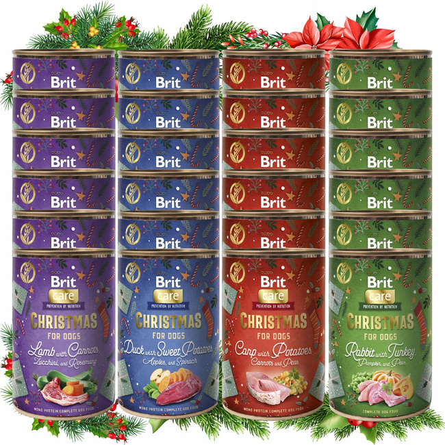 BRIT CHRISTMAS Mono Protein mokra karma dla psa mix smaków 24 x 400g
