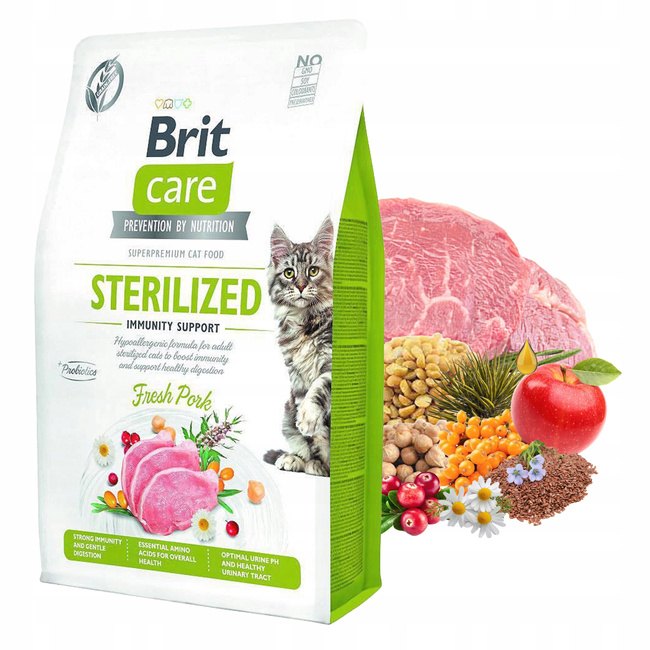 Brit Care Sterilized Immunity 7 kg Pork sucha karma dla kota