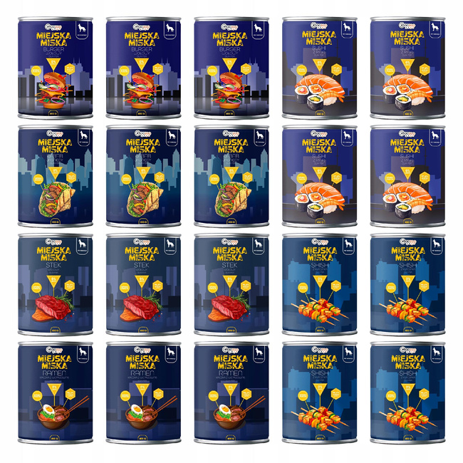Gaczoo Miejska Miska bezzbożowa karma mokra dla psa Mix smaków 20 x 400g