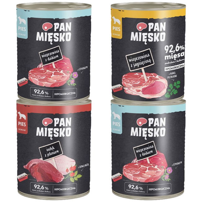 Pan Mięsko karma dla psa mokra 4 x 800g Mix