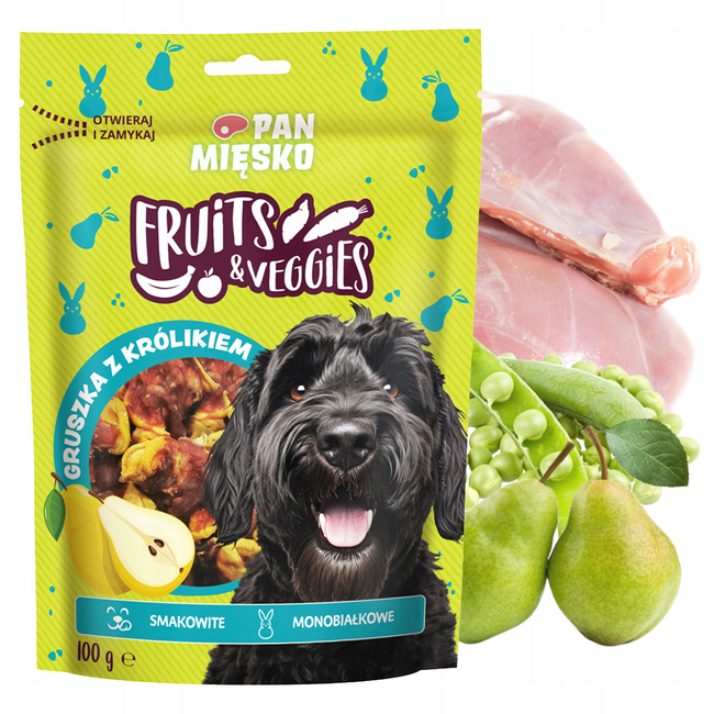 Pan Mięsko Fruits & Veggies przysmak dla psa Gruszka z Królikiem 100g