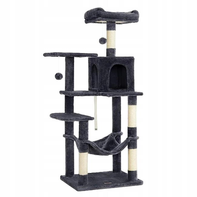 Drapak dla kota Gaczoo duży wieża legowisko ciemny szary 55 x 45 x 143 cm