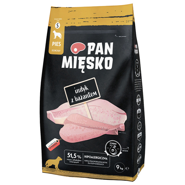 Pan Mięsko Sucha Karma dla psa 9 kg Indyk Bażant