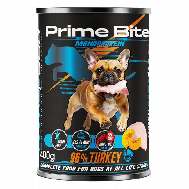 GAME DOG Prime Bite Monoprotein mokra karma dla psa indyk 12 x 400g