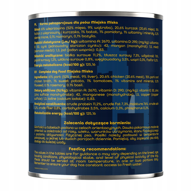 Gaczoo Miejska Miska karma mokra dla psa Shish z Kurczaka 12 x 800g