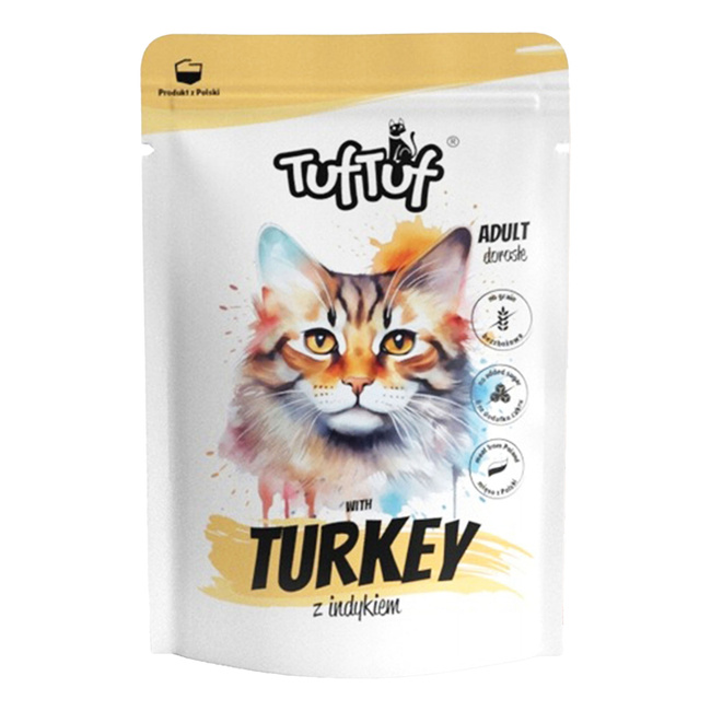 TUF TUF Saszetka Karma mokra dla kota Indyk 100g Bezzbożowa