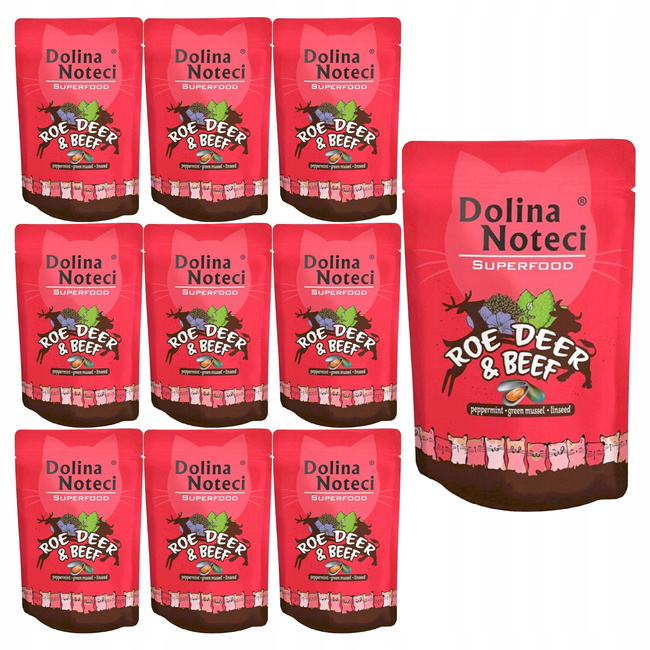 DOLINA NOTECI SUPERFOOD karma mokra dla kota Sarna Wołowina 10 x 85g