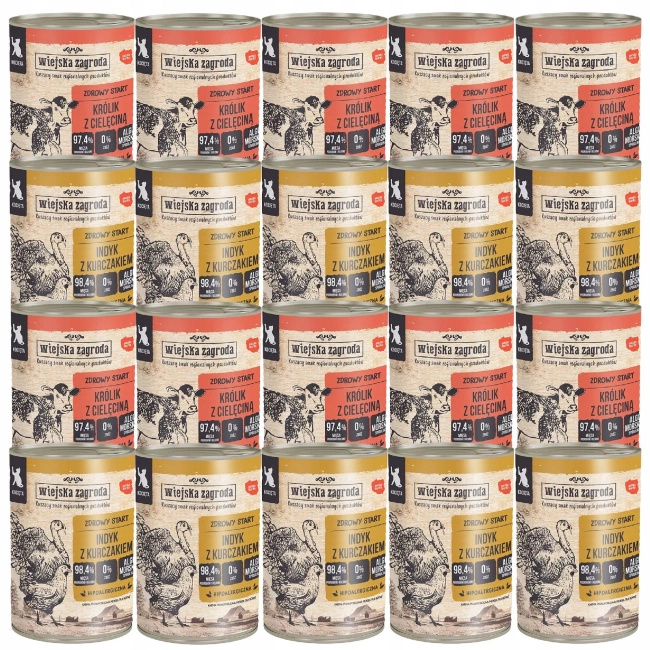 WIEJSKA ZAGRODA Karma mokra dla Kociąt Mix smaków 20 x 400g bezzbożowa