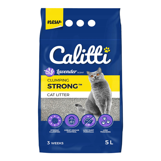 Żwirek Bentonitowy dla kota Calitti Strong 5l Lawenda