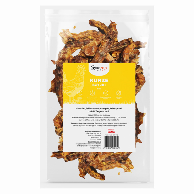 GACZOO Naturalny przysmak dla psa Kurze Szyjki 1 kg zdrowy smakołyk