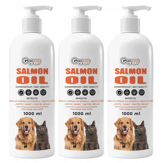 Gaczoo Olej z łososia dla psa i kota Omega Salmon Oil 3 x 1000ml