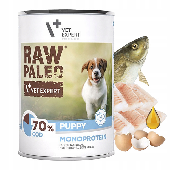 Raw Paleo PUPPY Karma mokra dla szczeniąt MONO mix smaków 6 x 400g Bezzbożowa