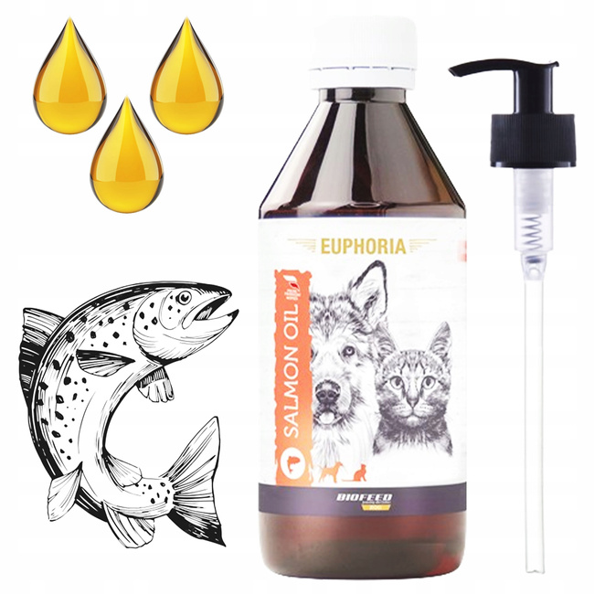 BIOFEED Euphoria Olej rybny z Łososia dla psa i kota 3 x 1 L