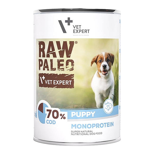 Raw Paleo Puppy Karma mokra dla szczeniąt MONO Dorsz 400g Bezzbożowa