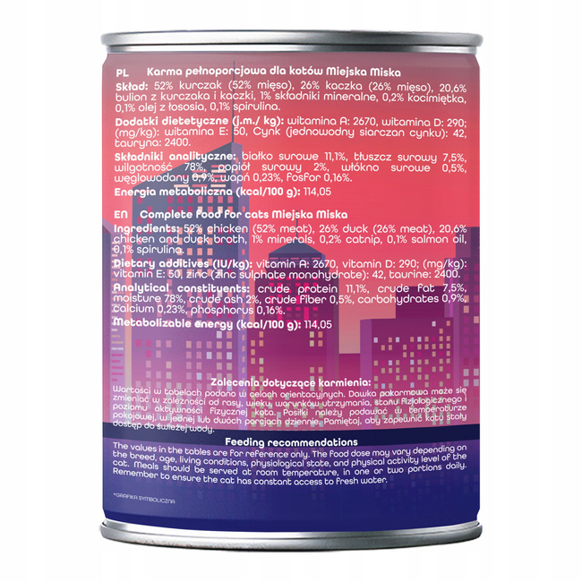 Gaczoo Miejska Miska bez zbóż karma mokra dla kota Kaczka Pieczona 6 x 400g