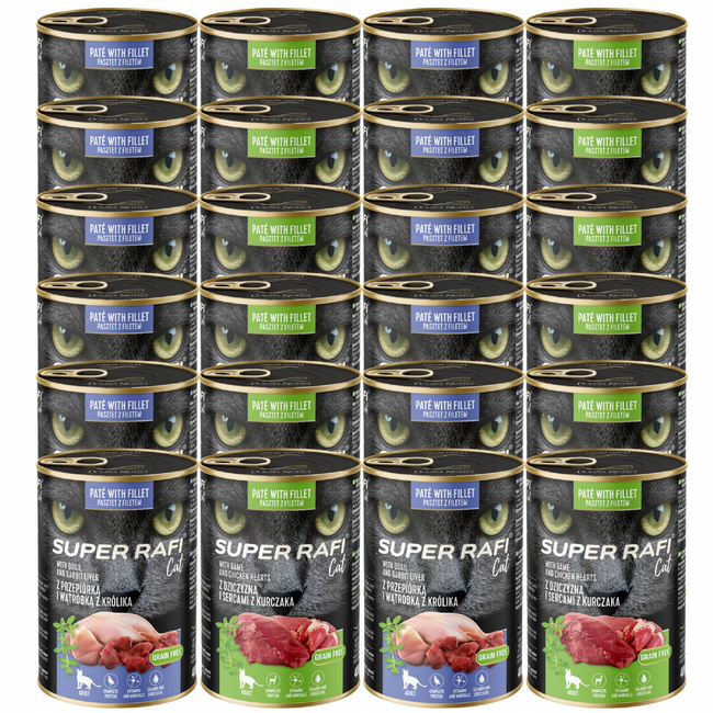SUPER RAFI Cat karma mokra dla kota mix smaków 24 x 400g