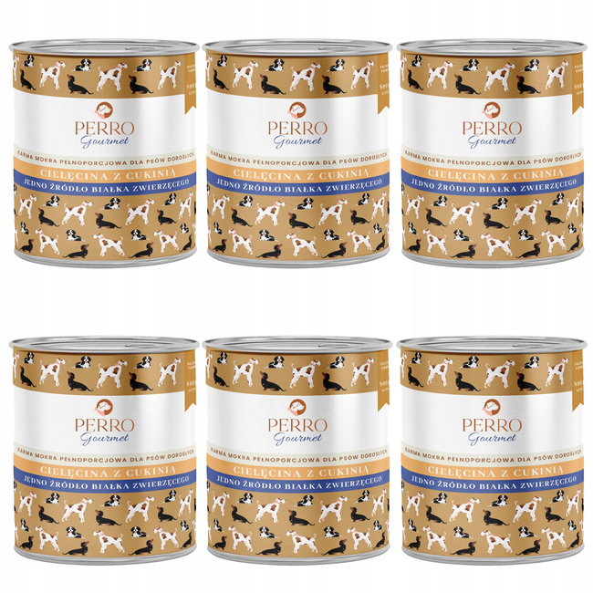 Perro Gourmet Monobiałkowa Karma Mokra dla psa Cielęcina z Cukinią 6 x 800g