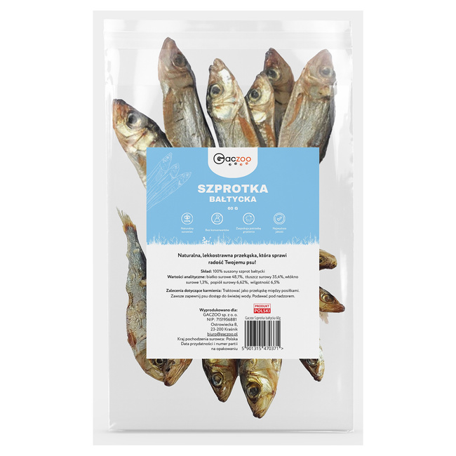 GACZOO 100% Naturalny przysmak dla psa Szprotki Bałtyckie 60g smakołyk