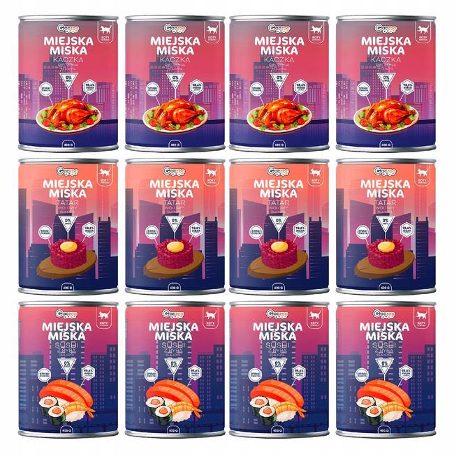Gaczoo Miejska Miska bezzbożowa karma mokra dla kota mix smaków 12 x 400g