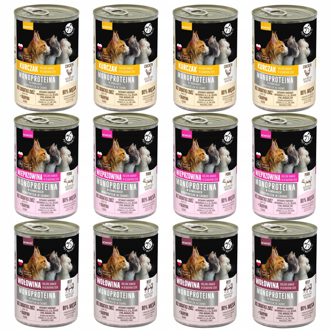 PET REPUBLIC Mono Protein Mix Smaków karma dla kota mokra 12 x 400g