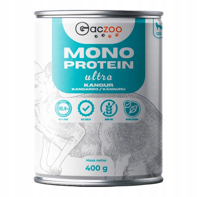 Gaczoo MONO PROTEIN monobiałkowa karma mokra dla psa mix smaków 18 x 400g