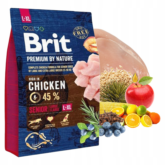 Brit By Nature 3 kg Senior Chicken sucha karma dla psów dużych ras