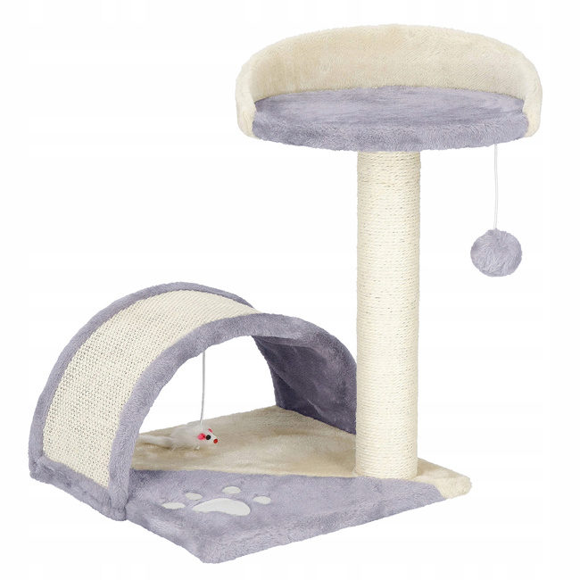 Drapak dla kota Gaczoo z podstawką i zabawką jasny szary 35 x 35 x 42 cm