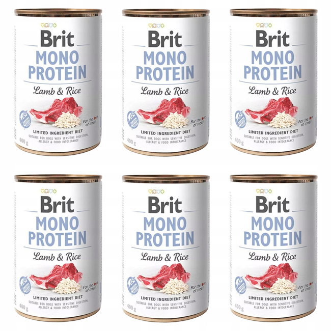 BRIT MONO Protein Karma mokra dla psa Jagnięcina Ryż 6 x 400g