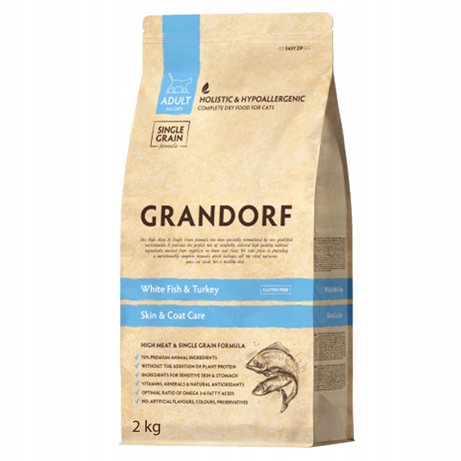 GRANDORF SKIN & CARE Adult Karma sucha dla kota Białoryby 2 kg